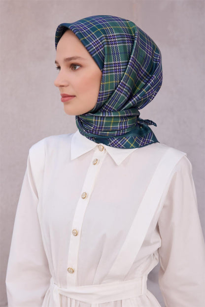 Belli İpek Eşarp - 4218-50 Yeşil Twill