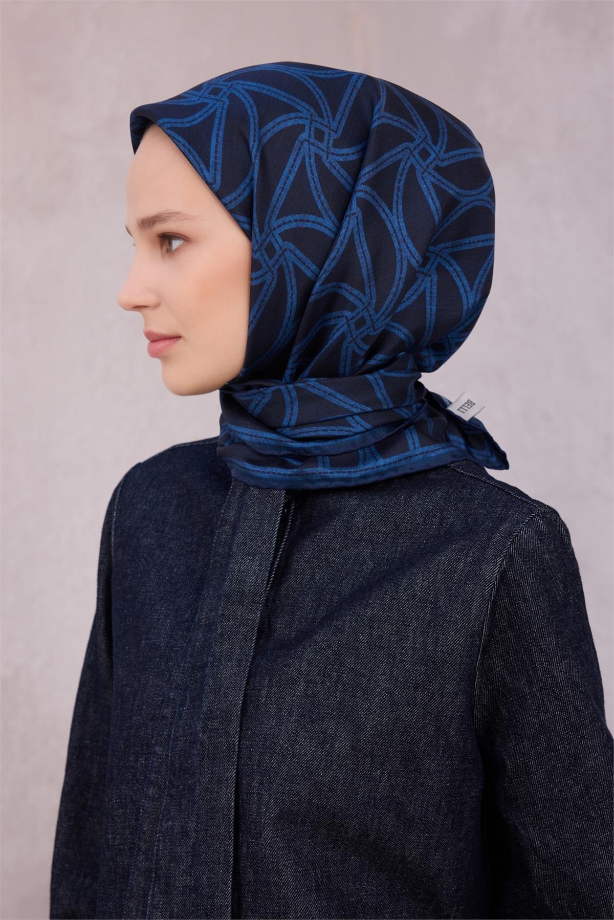 Belli İpek Eşarp - 4221-56 Lacivert Twill