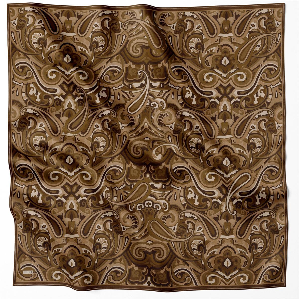 Belli İpek Eşarp - 4222-89 Kahve Twill