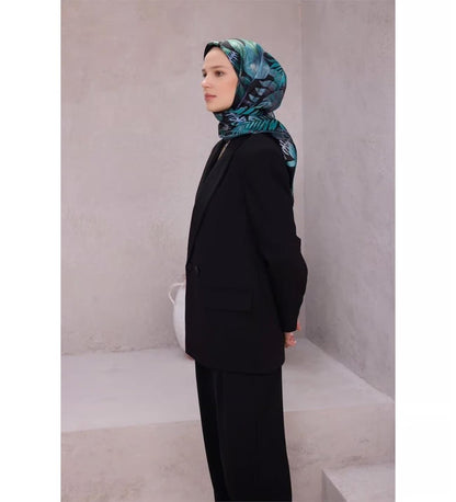 Belli İpek Eşarp - 4225-80 Siyah Twill