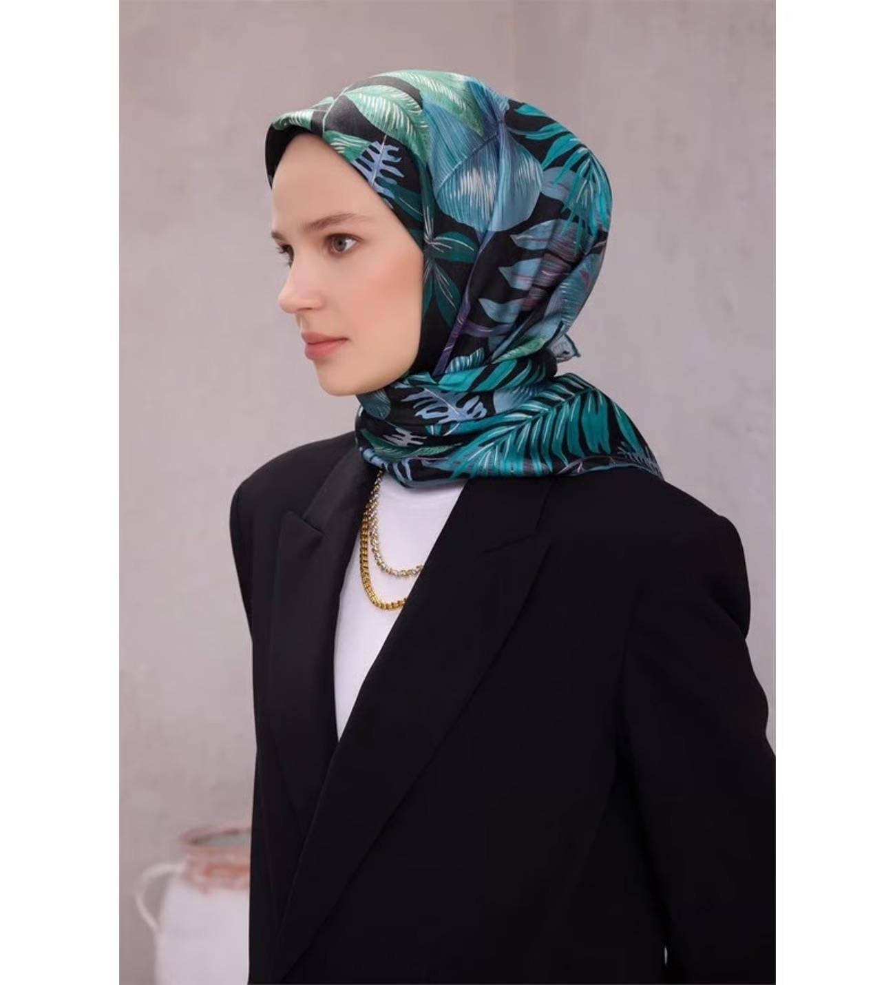 Belli İpek Eşarp - 4225-80 Siyah Twill
