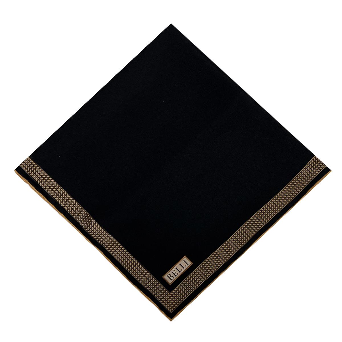 Belli İpek Eşarp - 4129-31 Siyah Gold Twill