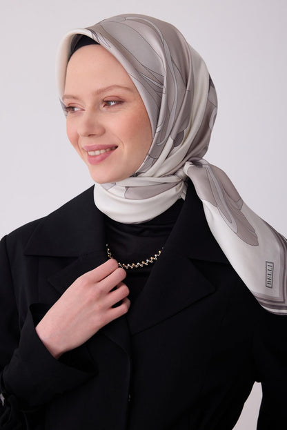Belli İpek Eşarp - 4303-04 Ekru Twill
