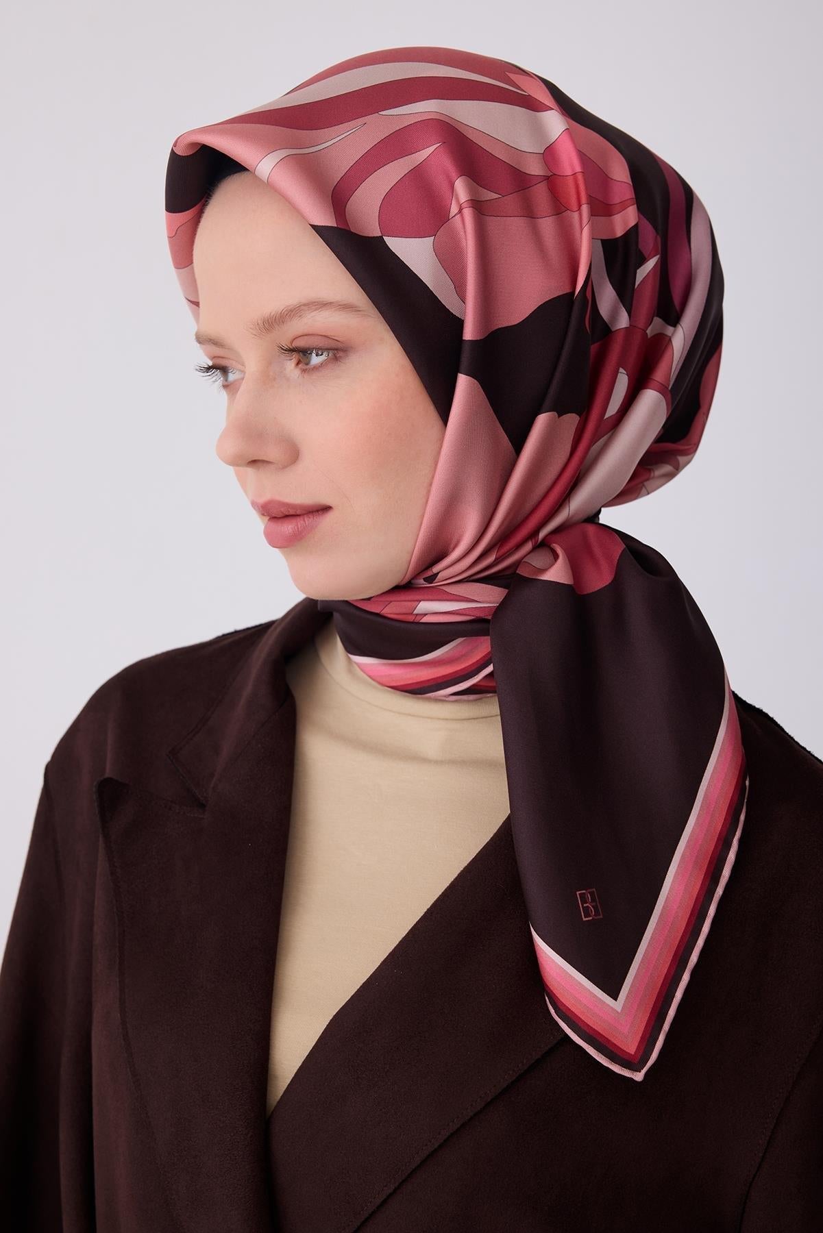 Belli İpek Eşarp - 4303-35 Kahve Pudra Twill