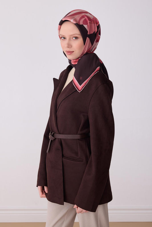 Belli İpek Eşarp - 4303-35 Kahve Pudra Twill