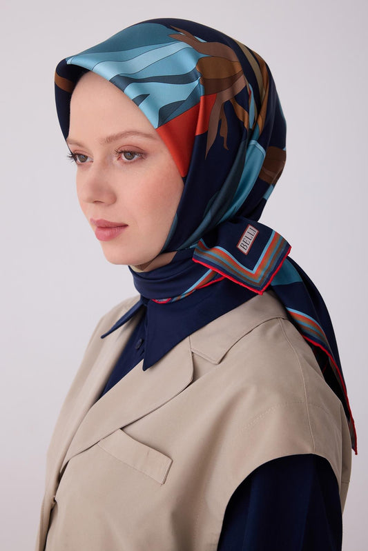 Belli İpek Eşarp - 4303-51 Lacivert Twill