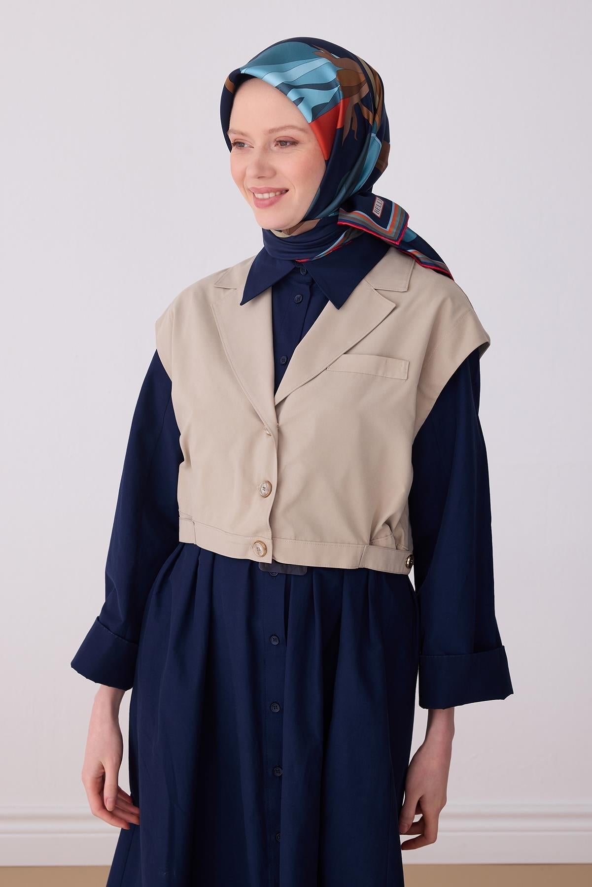 Belli İpek Eşarp - 4303-51 Lacivert Twill