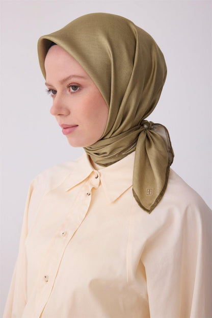 Belli İpek Eşarp - 4305-80 Haki Twill