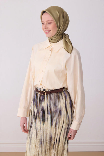 Belli İpek Eşarp - 4305-80 Haki Twill