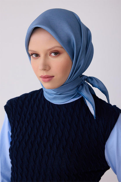 Belli İpek Eşarp - 4305-81 Mavi Twill