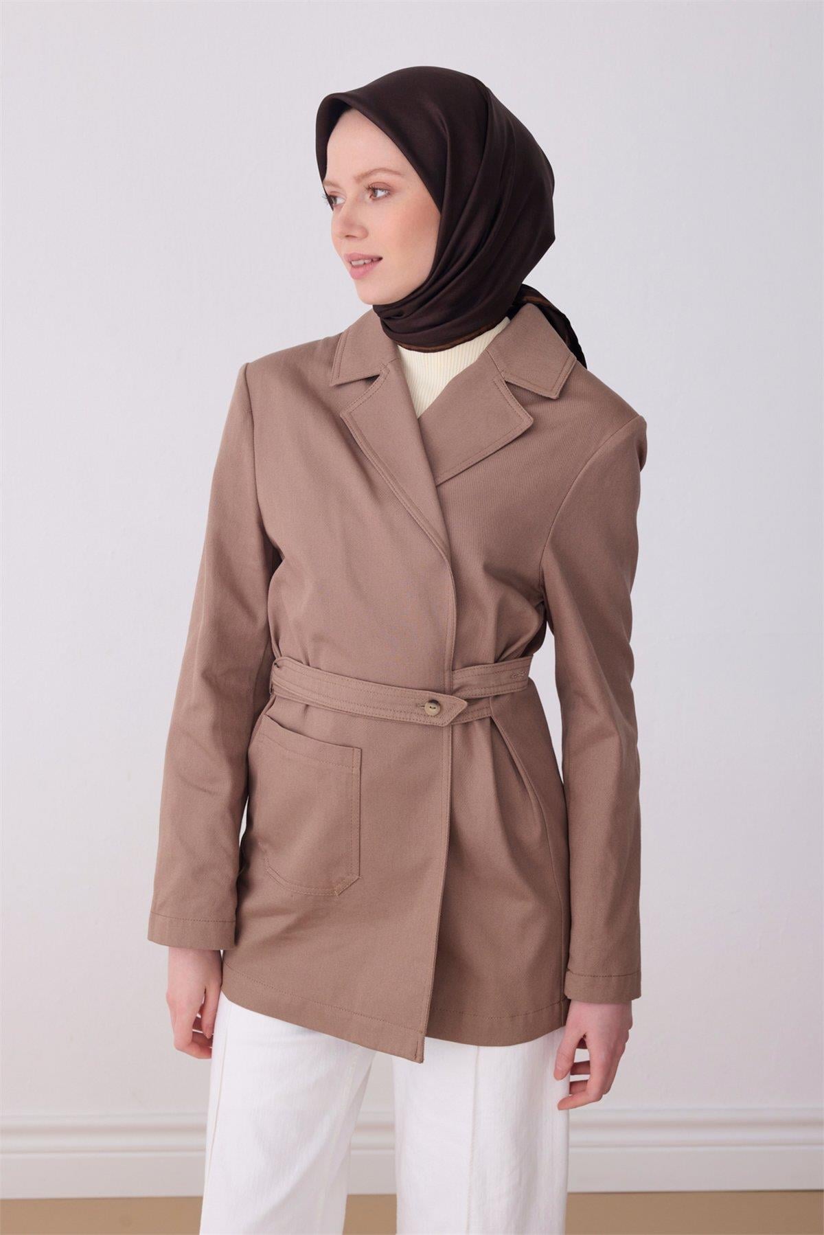 Belli İpek Eşarp - 4305-83 Acı Kahve Twill
