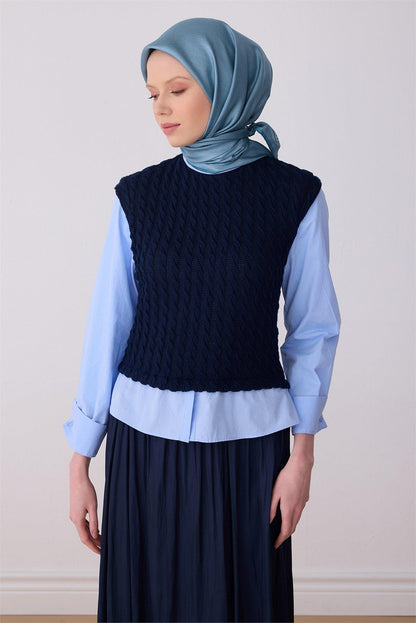 Belli İpek Eşarp - 4305-85 Petrol Mavi Twill