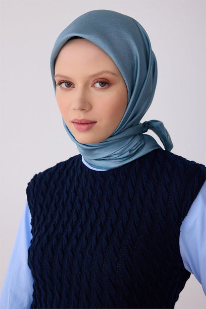 Belli İpek Eşarp - 4305-85 Petrol Mavi Twill
