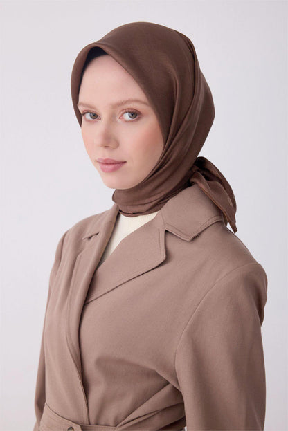 Belli İpek Eşarp - 4305-86 Sütlü Kahve Twill