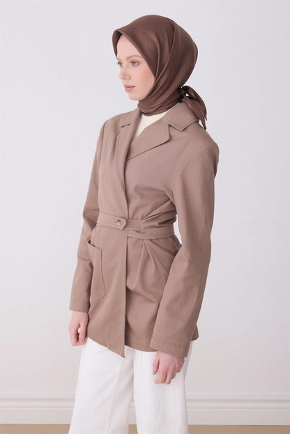 Belli İpek Eşarp - 4305-86 Sütlü Kahve Twill