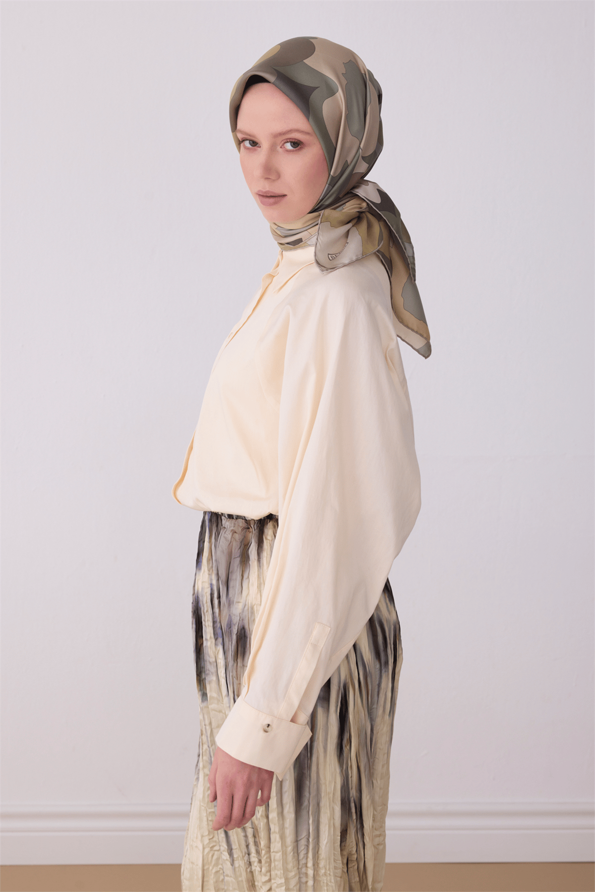 Belli İpek Eşarp - 4306-36 Yeşil Twill