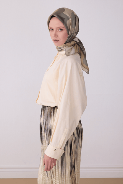 Belli İpek Eşarp - 4306-36 Yeşil Twill