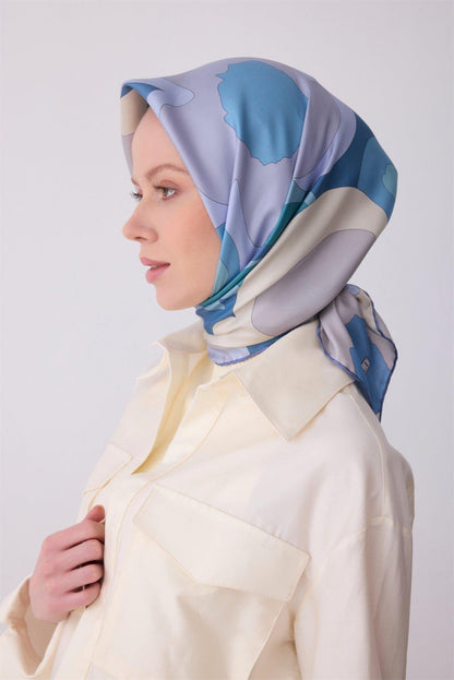 Belli İpek Eşarp - 4306-37 Mavi Twill