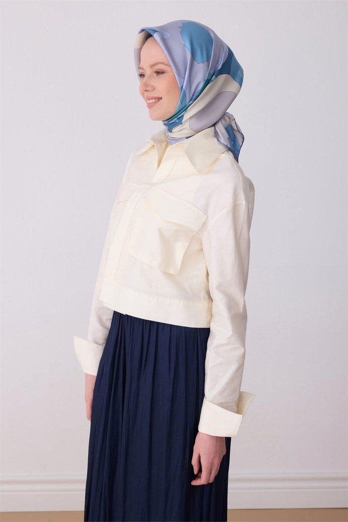Belli İpek Eşarp - 4306-37 Mavi Twill