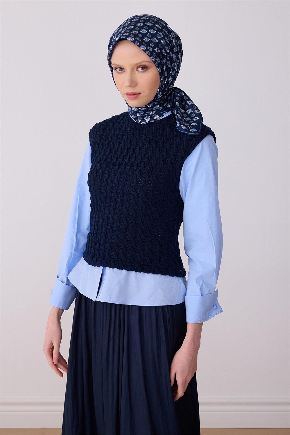 Belli İpek Eşarp - 4308-04 Lacivert Twill