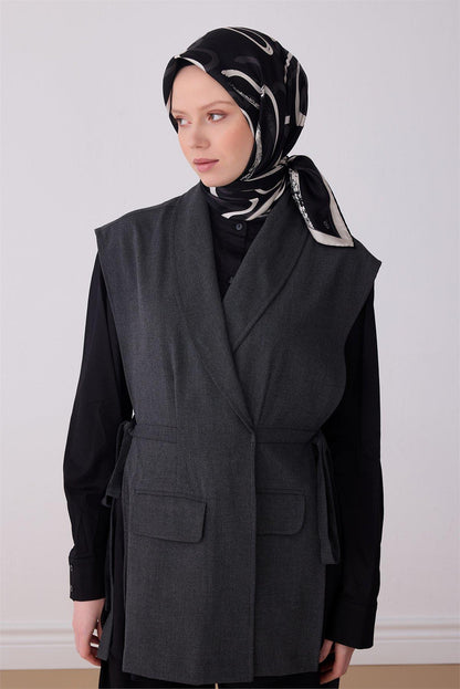 Belli İpek Eşarp - 4309-01 Siyah Twill