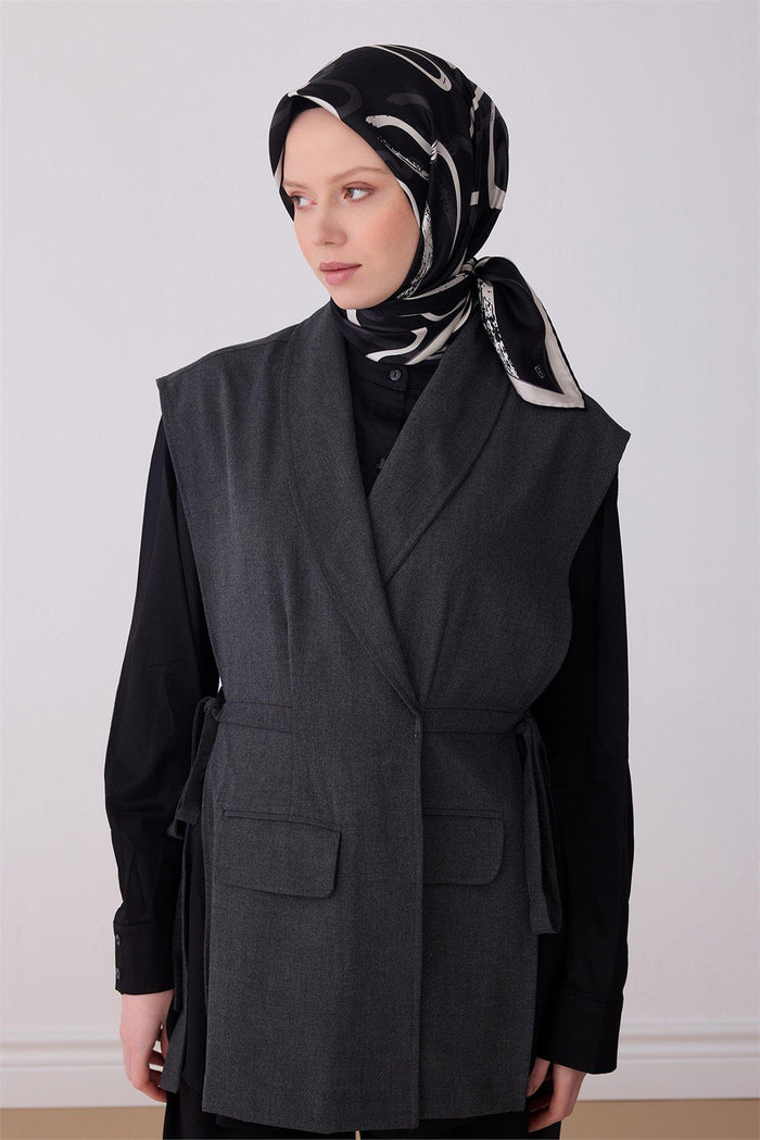 Belli İpek Eşarp - 4309-01 Siyah Twill