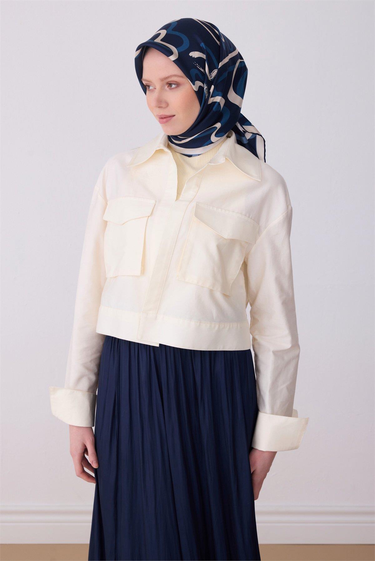 Belli İpek Eşarp - 4309-34 Lacivert Twill
