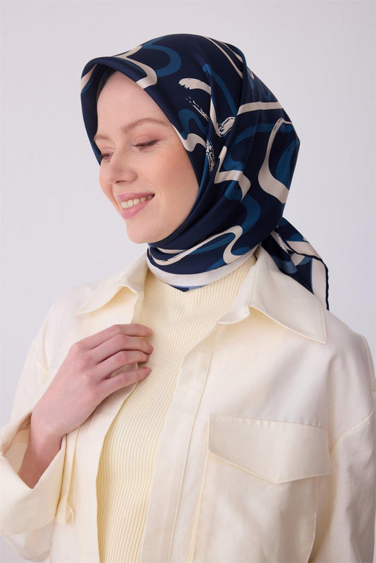 Belli İpek Eşarp - 4309-34 Lacivert Twill