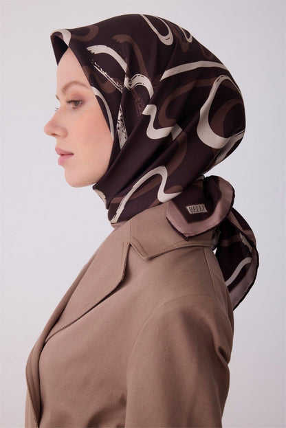 Belli İpek Eşarp - 4309-38 Kahverengi Twill