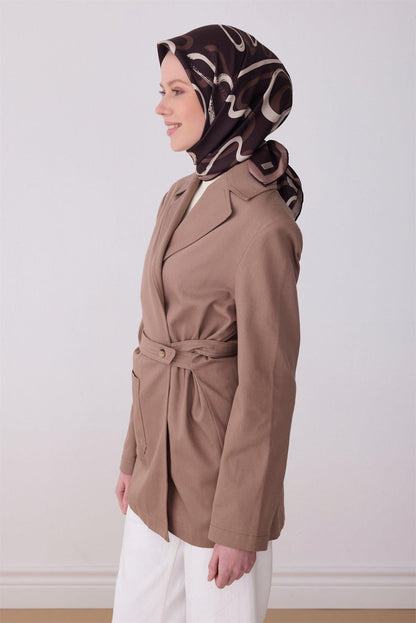 Belli İpek Eşarp - 4309-38 Kahverengi Twill