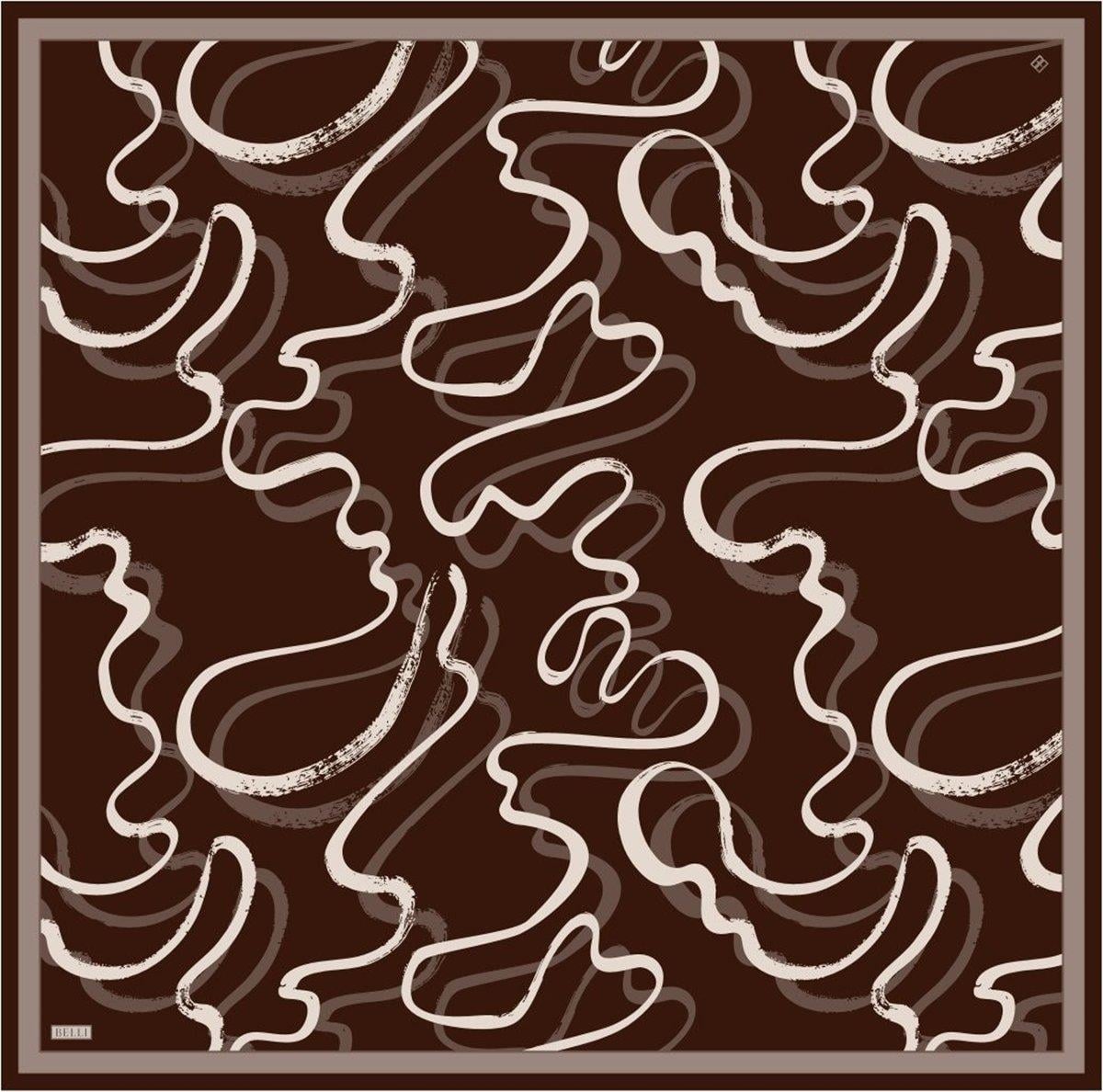 Belli İpek Eşarp - 4309-38 Kahverengi Twill