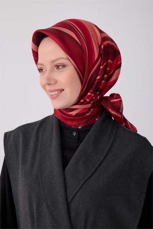 Belli İpek Eşarp - 4311-06 Kırmızı Twill