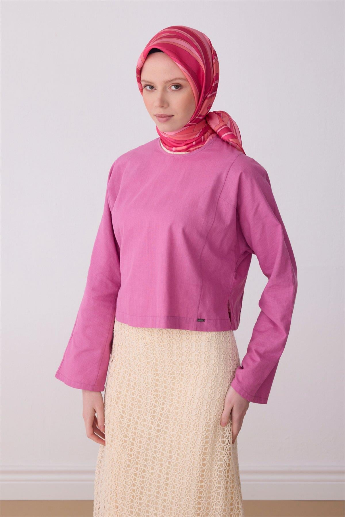 Belli İpek Eşarp - 4311-81 Pembe Twill