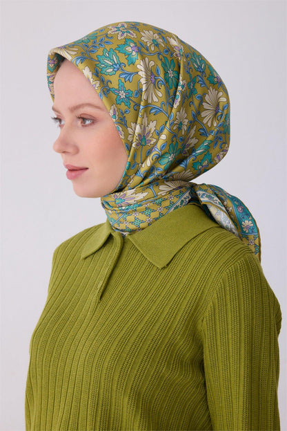 Belli İpek Eşarp - 4314-83 Yeşil Twill