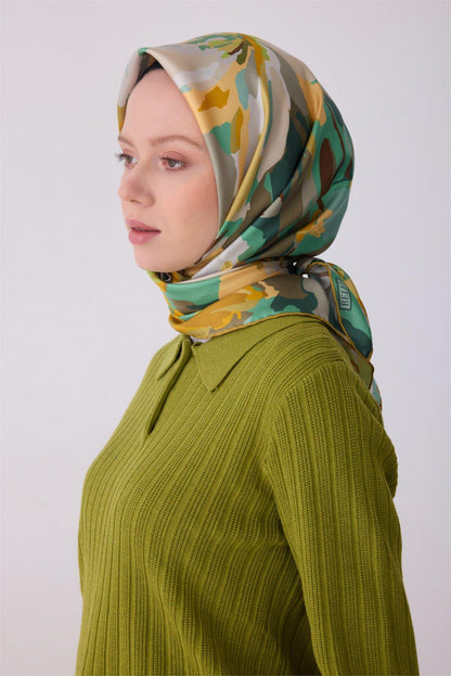 Belli İpek Eşarp - 4315-04 Zeytin Yeşili Twill