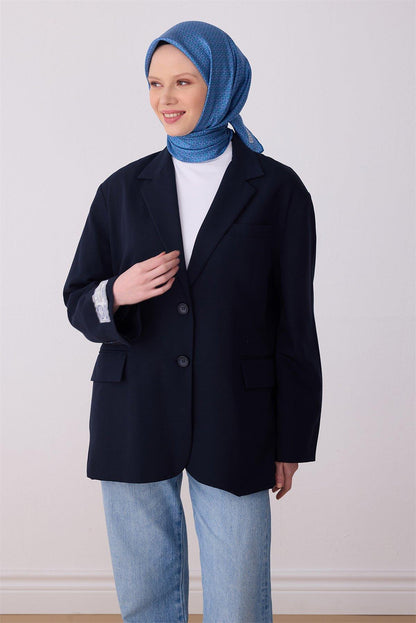 Belli İpek Eşarp - 4317-50 Mavi Twill