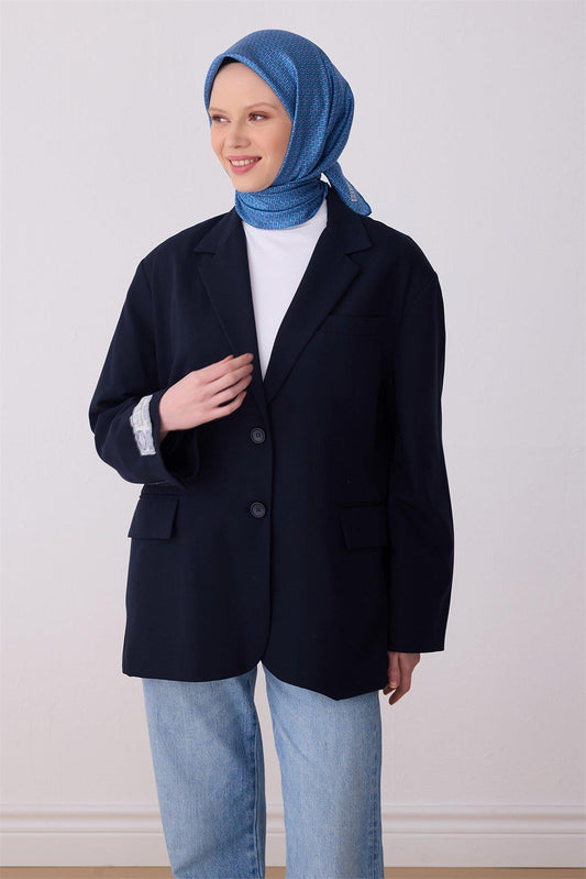 Belli İpek Eşarp - 4317-50 Mavi Twill