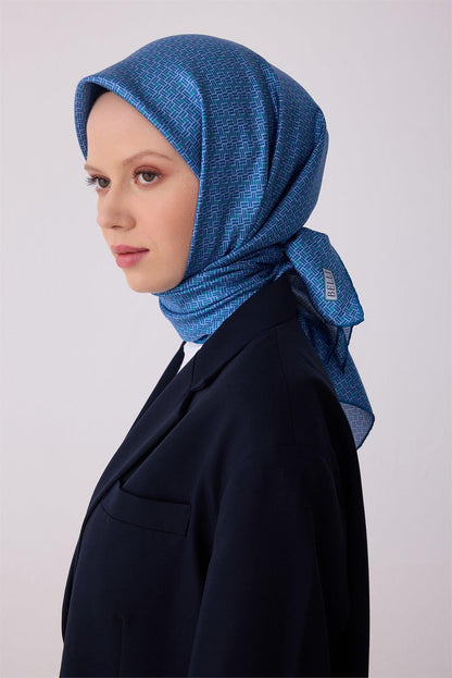 Belli İpek Eşarp - 4317-50 Mavi Twill