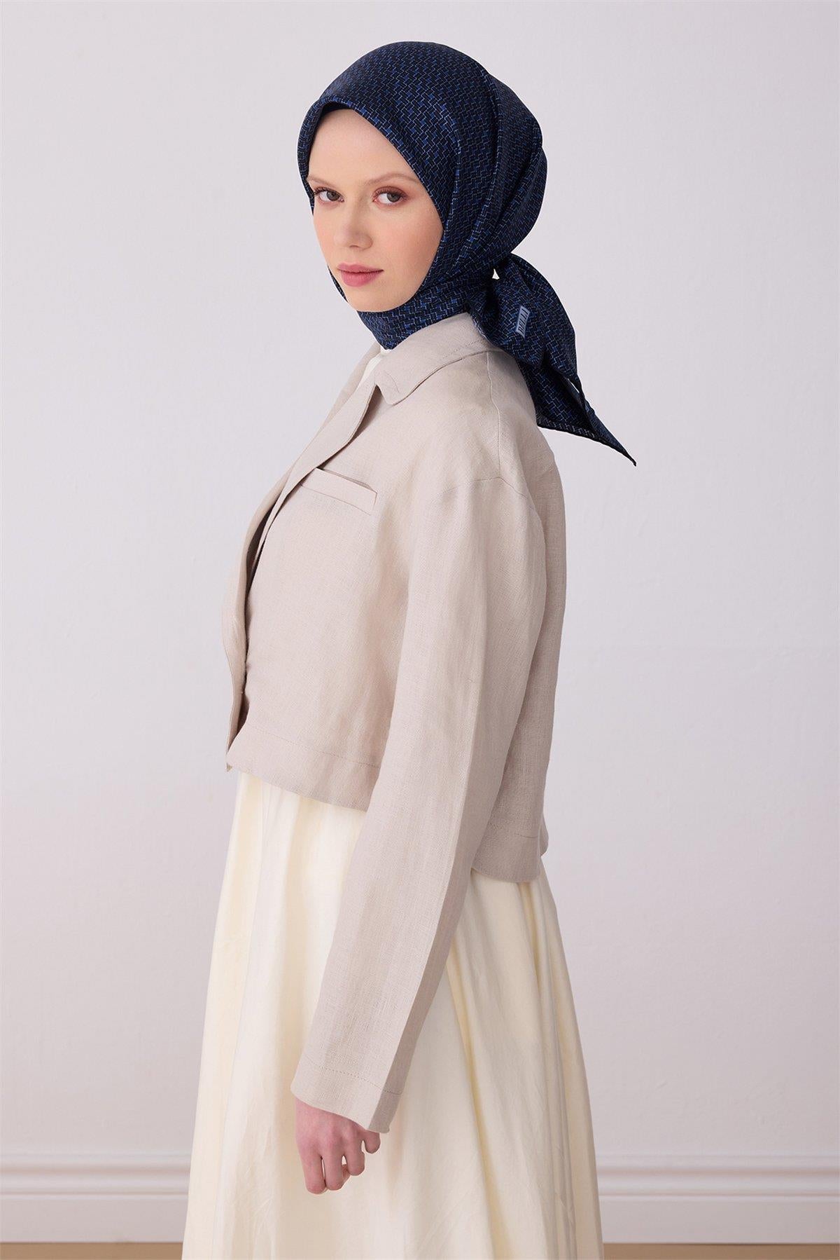 Belli İpek Eşarp - 4317-53 Lacivert Twill