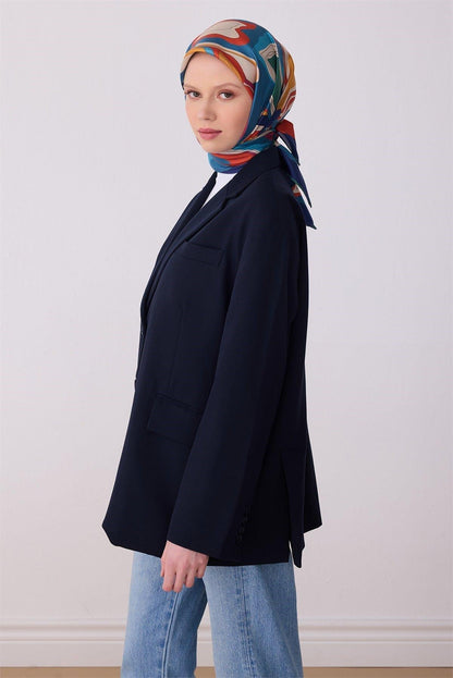 Belli İpek Eşarp - 4318-80 Lacivert Twill