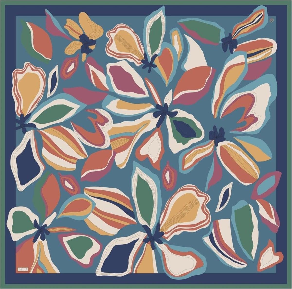 Belli İpek Eşarp - 4318-80 Lacivert Twill
