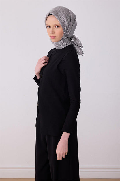 Belli İpek Eşarp - 4321-53 Siyah Twill
