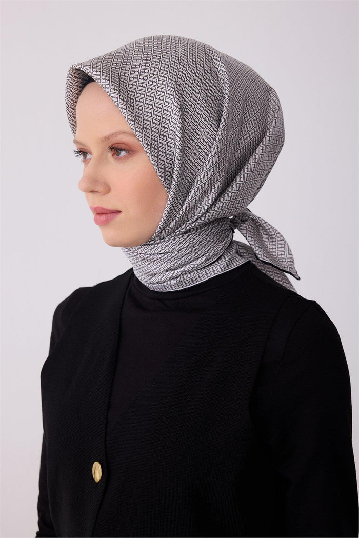 Belli İpek Eşarp - 4321-53 Siyah Twill