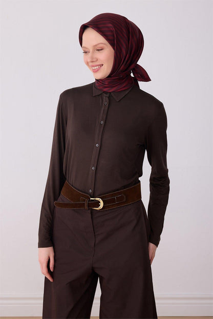 Belli İpek Eşarp - 4325-51 Bordo Twill