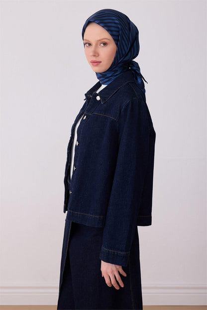Belli İpek Eşarp - 4325-52 Lacivert Twill