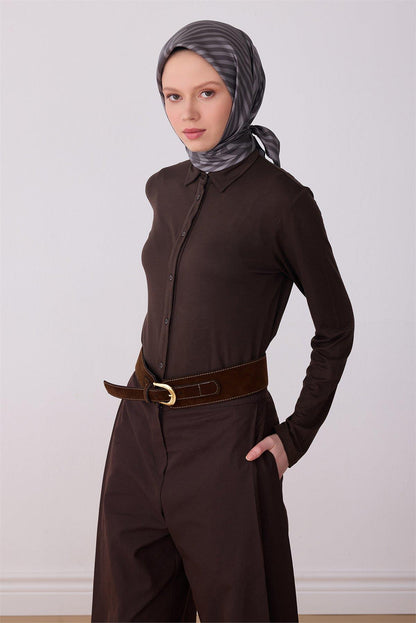 Belli İpek Eşarp - 4325-82 Gri Twill