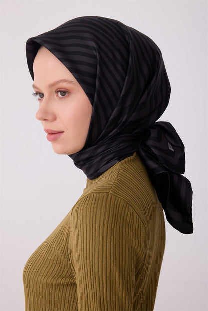 Belli İpek Eşarp - 4325-84 Füme Siyah Twill