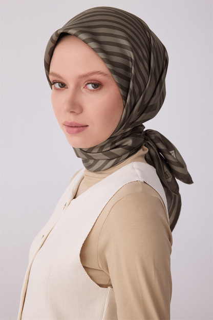 Belli İpek Eşarp - 4325-85 Haki Twill