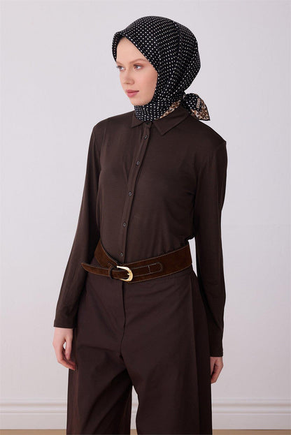 Belli İpek Eşarp - 4326-02 Siyah Twill
