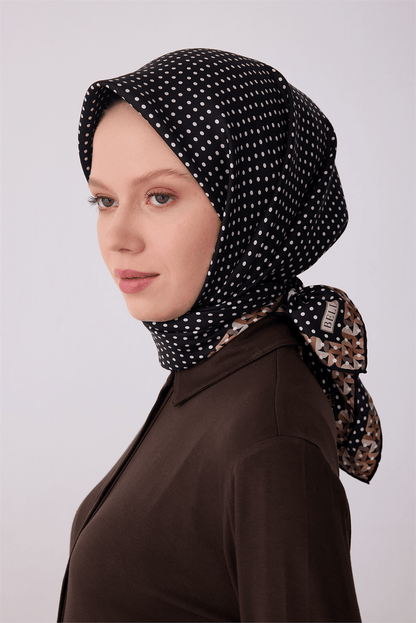 Belli İpek Eşarp - 4326-02 Siyah Twill